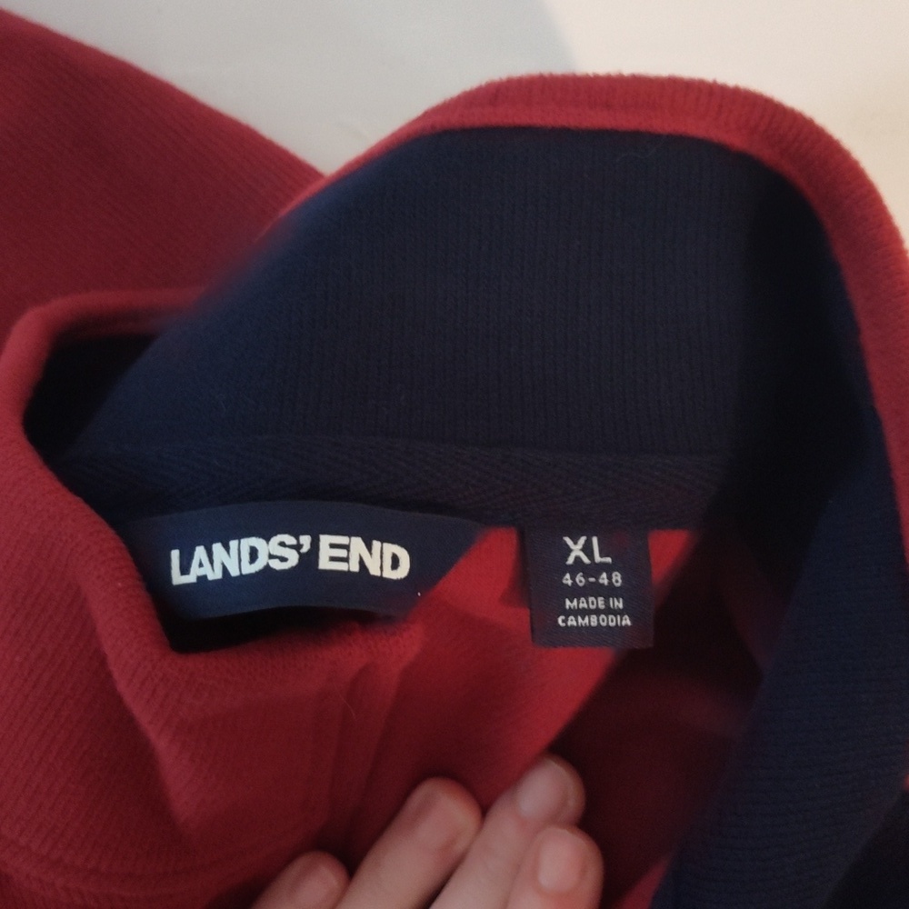 Land's End Sweater mens Womens 1/2 Zip Stand Collar red pullover size XL - Picture 5 of 6